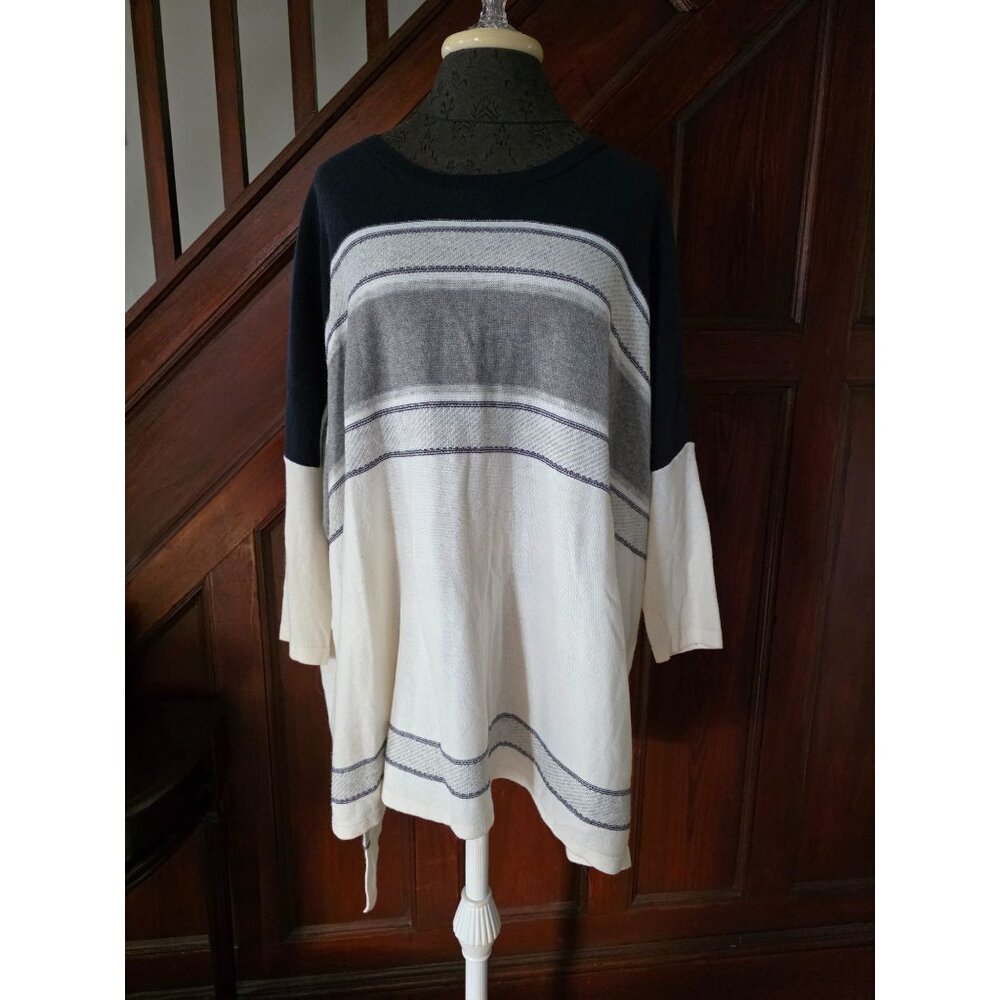 Loft Striped Color Block Soft Knit Dolman Sleeve Sweater Top